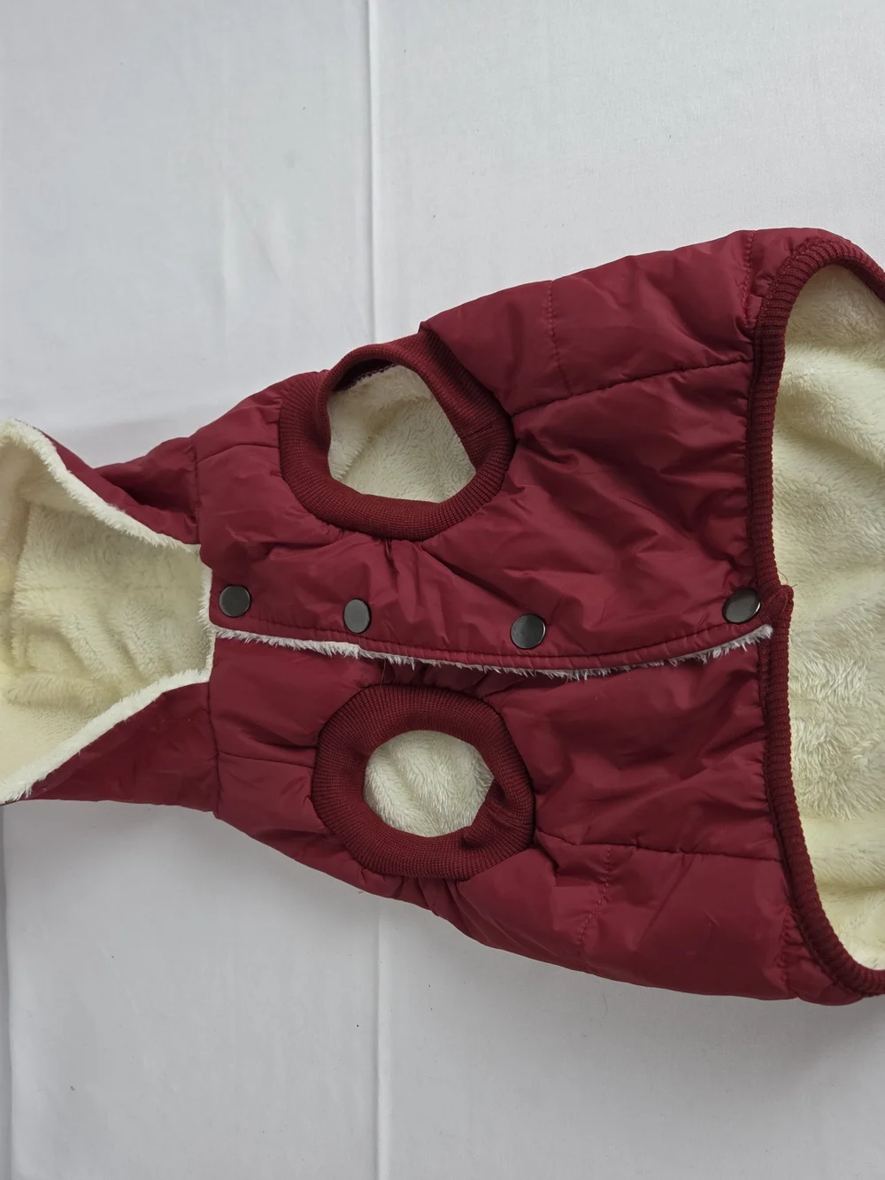 Dog Raincoat Large..Red Quilted Dog Puffer Jacket with Hood - Brand: